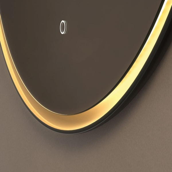 Luxor Illuminated Mirror - Matte Black & Gold